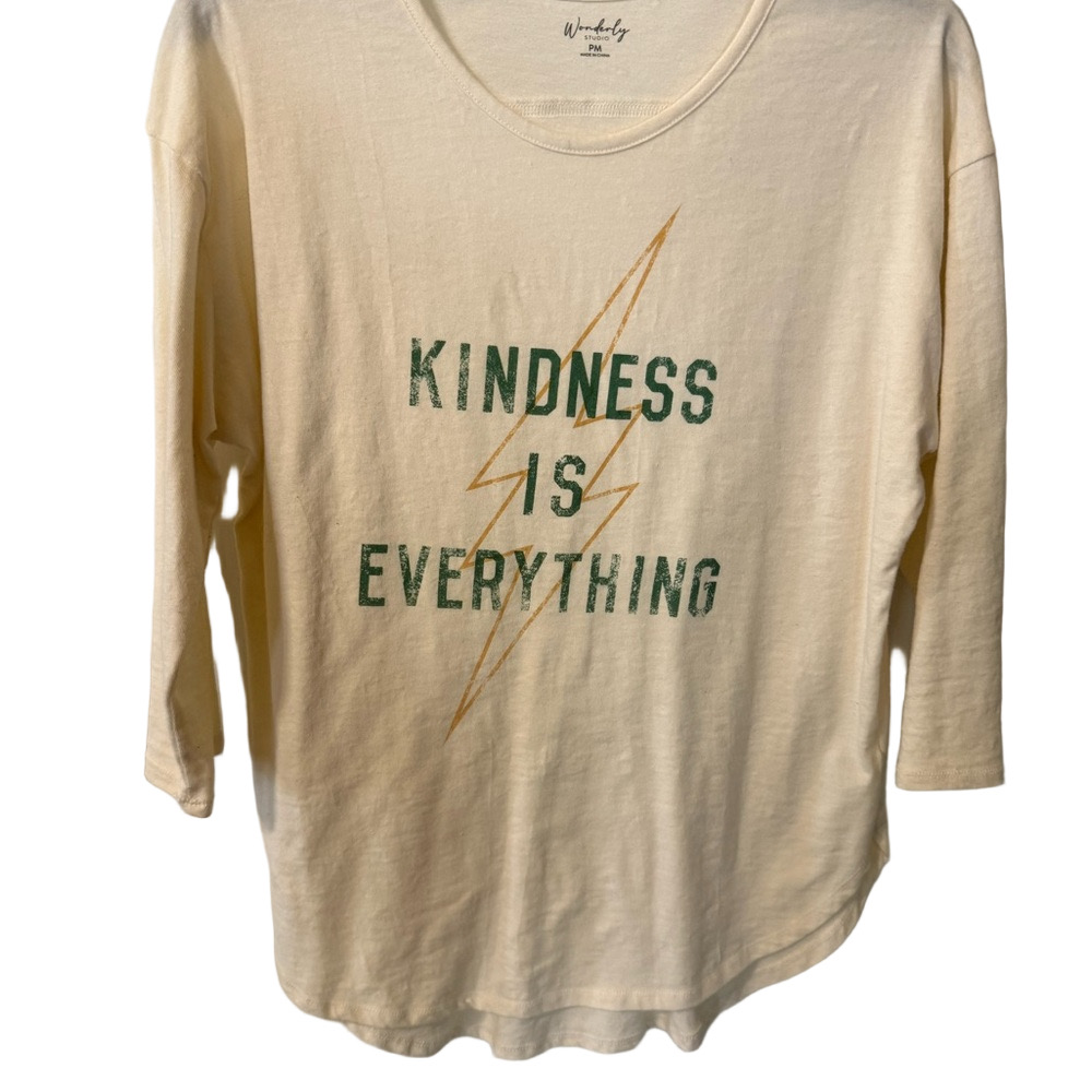 Wonderly Cream Long Sleeve Tee - Kindness Is Everything